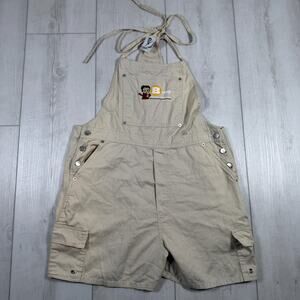 Y2k Betty Boop Overalls Shortalls Vintage Embroidered Women's XL Beige